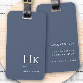 Modern Monogram - enkel Elegant, marinvit vit Bagagebricka