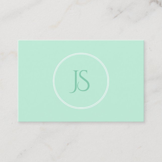 Modern monogram enkel elegant Mint Grönt Modern Mo Visitkort (Framsida)