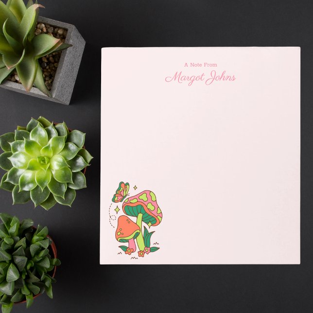 Modern monogram enkel Snyggt Retro-svampar Anteckningsblock (Skapare uppladdad)