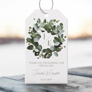 Modern monogram Eucalyptus Wandefrand Bröllop   Vi Presentetikett