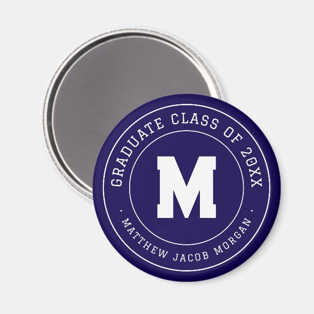 Modern Monogram Examenklass 20XX Anpassad Magnet (Front/Back)
