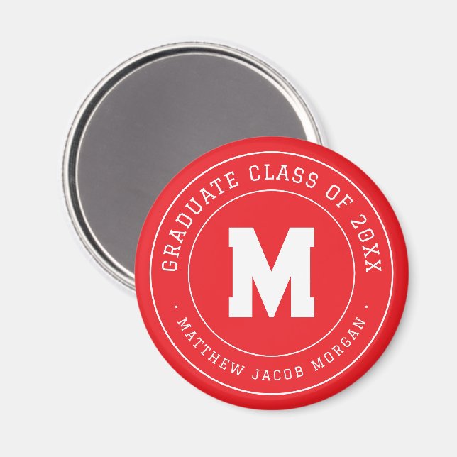 Modern Monogram Examenklass 20XX Anpassad Magnet (Front/Back)