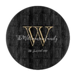 Modern Monogram Family Namn Rustic Black