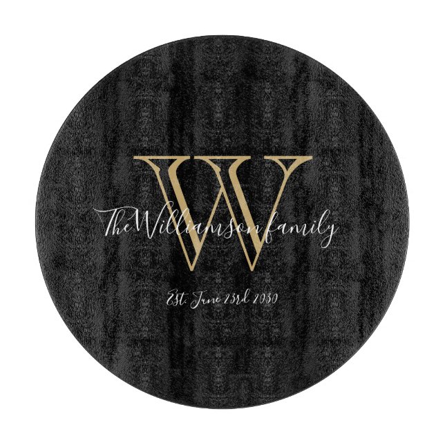 Modern Monogram Family Namn Rustic Black (Framsidan)