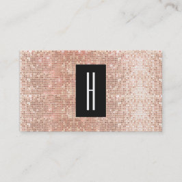 Modern Monogram, faux Ro Guld Sequins Visitkort