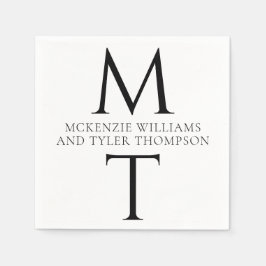Modern Monogram fet svart Initialer Pappersservett