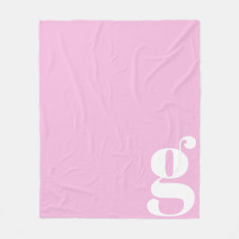 Modern Monogram Fetstil Bokstav Mjuk Rosa Minimali Fleecefilt