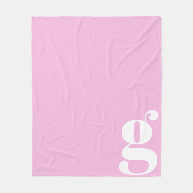 Modern Monogram Fetstil Bokstav Mjuk Rosa Minimali Fleecefilt (Framsidan)