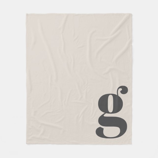 Modern Monogram Fetstil Initial Kräm Beige Minimal Fleecefilt (Framsidan)
