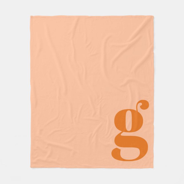 Modern Monogram Fetstilad Initial Persika Orange M Fleecefilt (Framsidan)