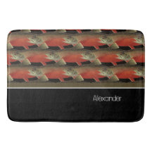Modern Monogram Fish Salmon Design Black Red