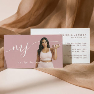 Modern Monogram Fitness Foto Personlig Tränare Visitkort