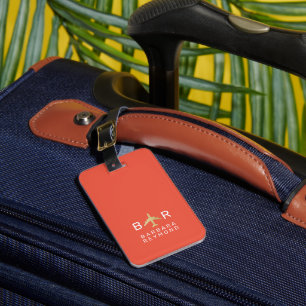 Modern Monogram Flygplan Warm Reddisdisdisdisdisdi Bagagebricka