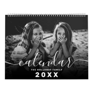 Modern monogram för din familj 26 fotosamlingsnät kalender
