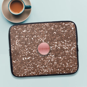 Modern monogram för Elegant om bling i ro Glitter Laptop Sleeve