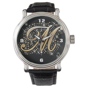 modern monogram för elegantfinarebrev M Armbandsur