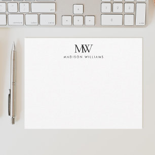 Modern Monogram för enkel Elegant Anteckningskort