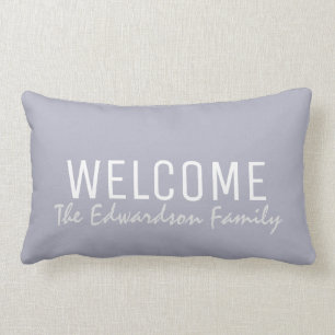 Modern monogram för familj för välkomnande för lumbarkudde