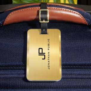 Modern monogram för Faux Guld Glamor Bagagebricka