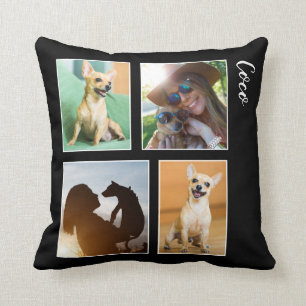 Modern Monogram   för hund älskarefotoCollage Kudde