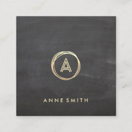 Modern Monogram för kretskort Luxe Guld Fyrkantigt Visitkort