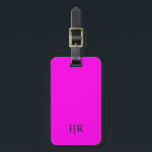 Modern Monogram för ljus Magenta och svart i Bagagebricka<br><div class="desc">Den här moderna bagageteckendesignen har en rik med Magentans bakgrund,  med initialer i fet svart text för ett utseende som är enkelt och snyggt,  men ändå professionell.</div>