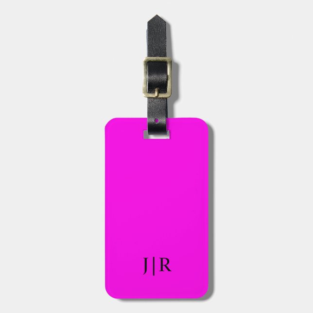 Modern Monogram för ljus Magenta och svart i Bagagebricka (Vertikal Framsida)