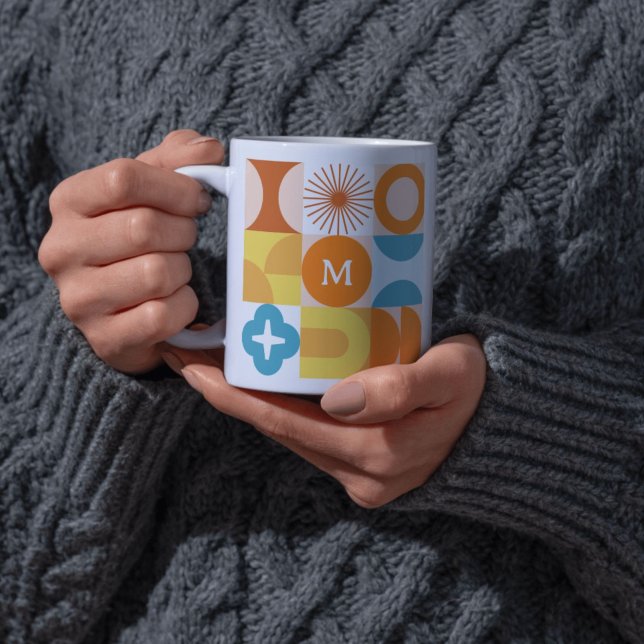 Modern monogram för medelårhundradet kaffemugg (Skapare uppladdad)