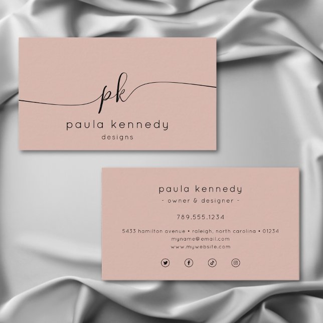 Modern  Monogram för Rosa av minimal Elegant Visitkort (Skapare uppladdad)