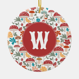 Modern Monogram för svampar och Blommigt under årh Julgransprydnad Keramik