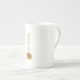 Modern Monogram för svart och Guld Elegant Benporslin Mugg