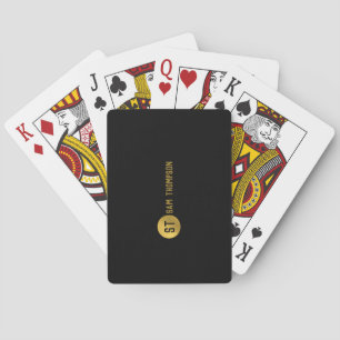 Modern Monogram för svart och Guld Elegant Casinokort