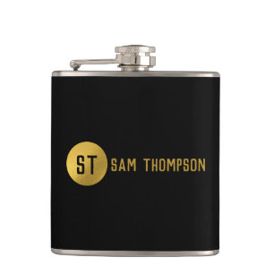 Modern Monogram för svart och Guld Elegant Fickplunta