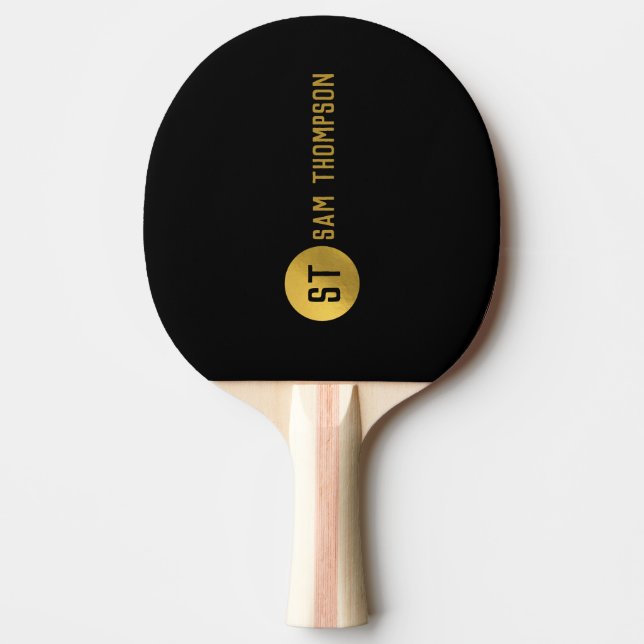 Modern Monogram för svart och Guld Elegant Pingisracket (Framsidan)