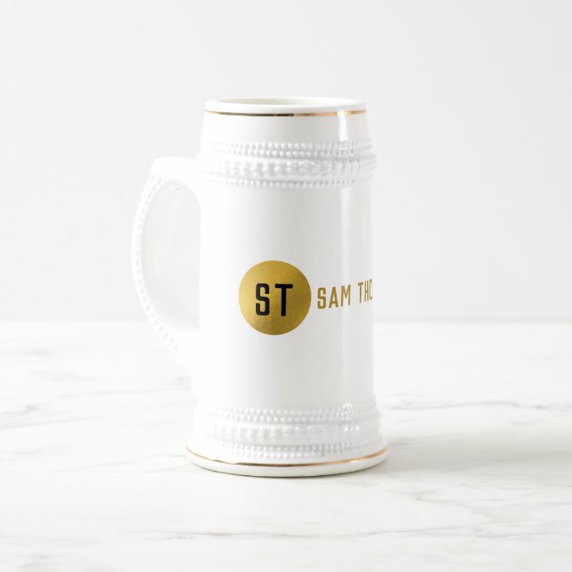 Modern Monogram för svart och Guld Elegant Sejdel (Framsida vänster)