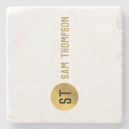 Modern Monogram för svart och Guld Elegant Stenunderlägg