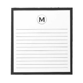 Modern Monogram för svart och Silver Anteckningsblock