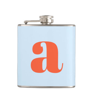 Modern Monogram Första Bokstav Blå Orange Bröllop Fickplunta
