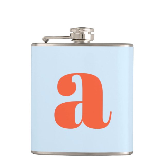 Modern Monogram Första Bokstav Blå Orange Bröllop Fickplunta (Framsidan)