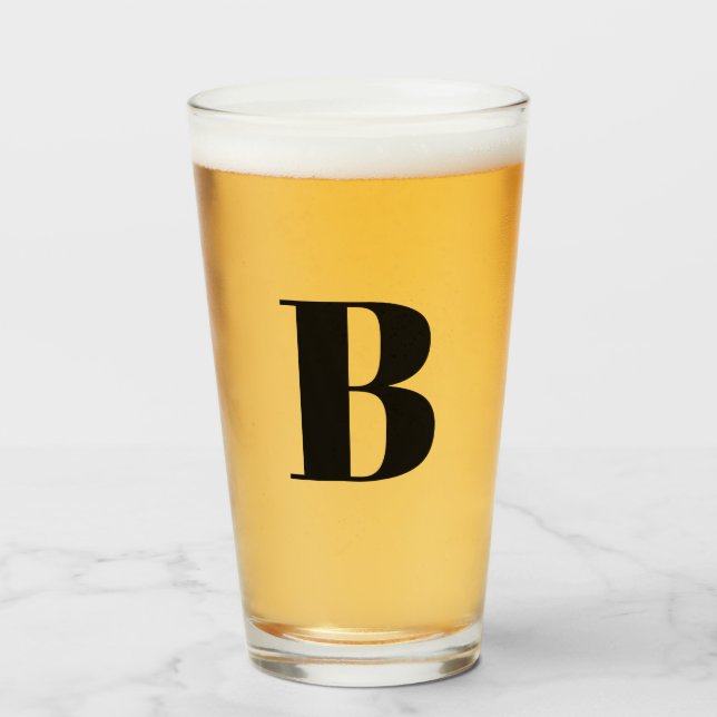 Modern Monogram Första Bokstaven Öl Glaskopp (Framsida fylld)