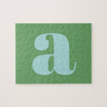 Modern Monogram - första Brev-blått och Grönt Pussel<br><div class="desc">Cute modern monogram i ljusblå och grönt</div>
