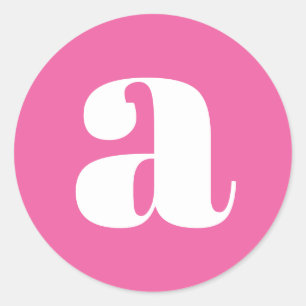 Modern monogram första färgad Shock rosa i Brev Runt Klistermärke