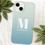 Modern monogram första Namn Teal Aqua-gradient<br><div class="desc">Modern typografi,  minimalistisk,  första namn-utformning,  som kan ändras för att anpassa sig. Vit på en teal-till-akvahavsövertoningsbakgrund.</div>