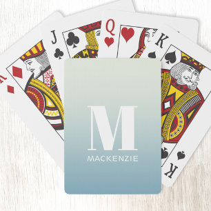 Modern monogram första Namn Teal Aqua-gradient Casinokort
