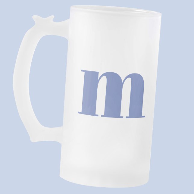 Modern monogram - första öl frostat ölglas (Simple modern lower case personalized initial monogram frosted glass beer mug)