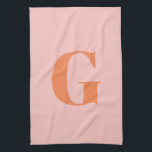 Modern monogram första pastellRosa och -Orange  Kökshandduk<br><div class="desc">Tvätta det moderna monogrammet med valfri brev,  i pastellernas rosa och orange.</div>