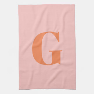 Modern monogram första pastellRosa och -Orange Kökshandduk