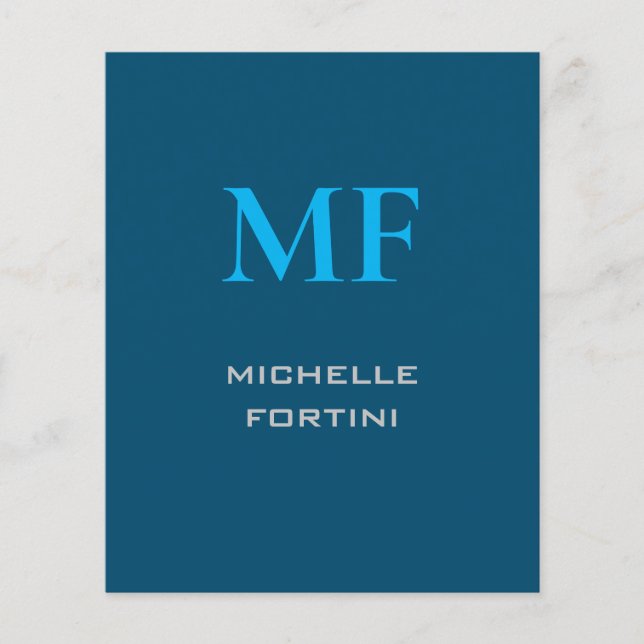 Modern monogram - första Plain Himmel & Ocean Blue Flygblad (Framsidan)