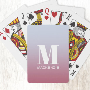 Modern monogram - första Rosa i Namn - blå gradien Casinokort