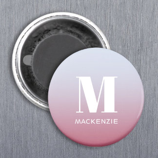 Modern monogram - första Rosa i Namn - blå gradien Magnet